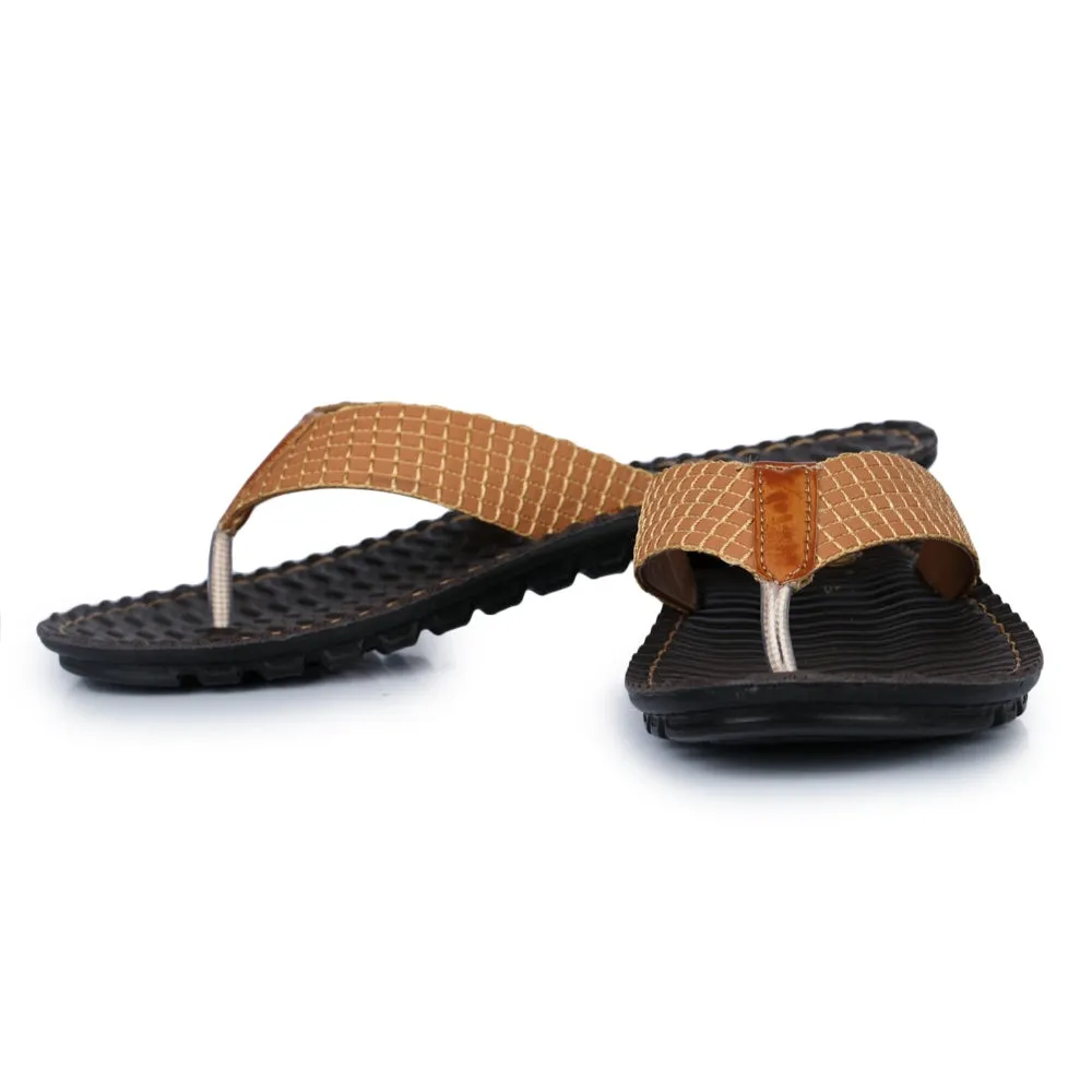 A-HA Tan Casual Slippers For Men 2137-11 By Liberty