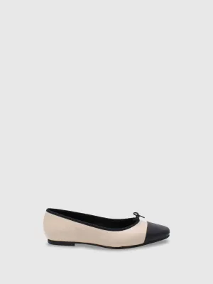 Beige/Black Bow Ballerinas