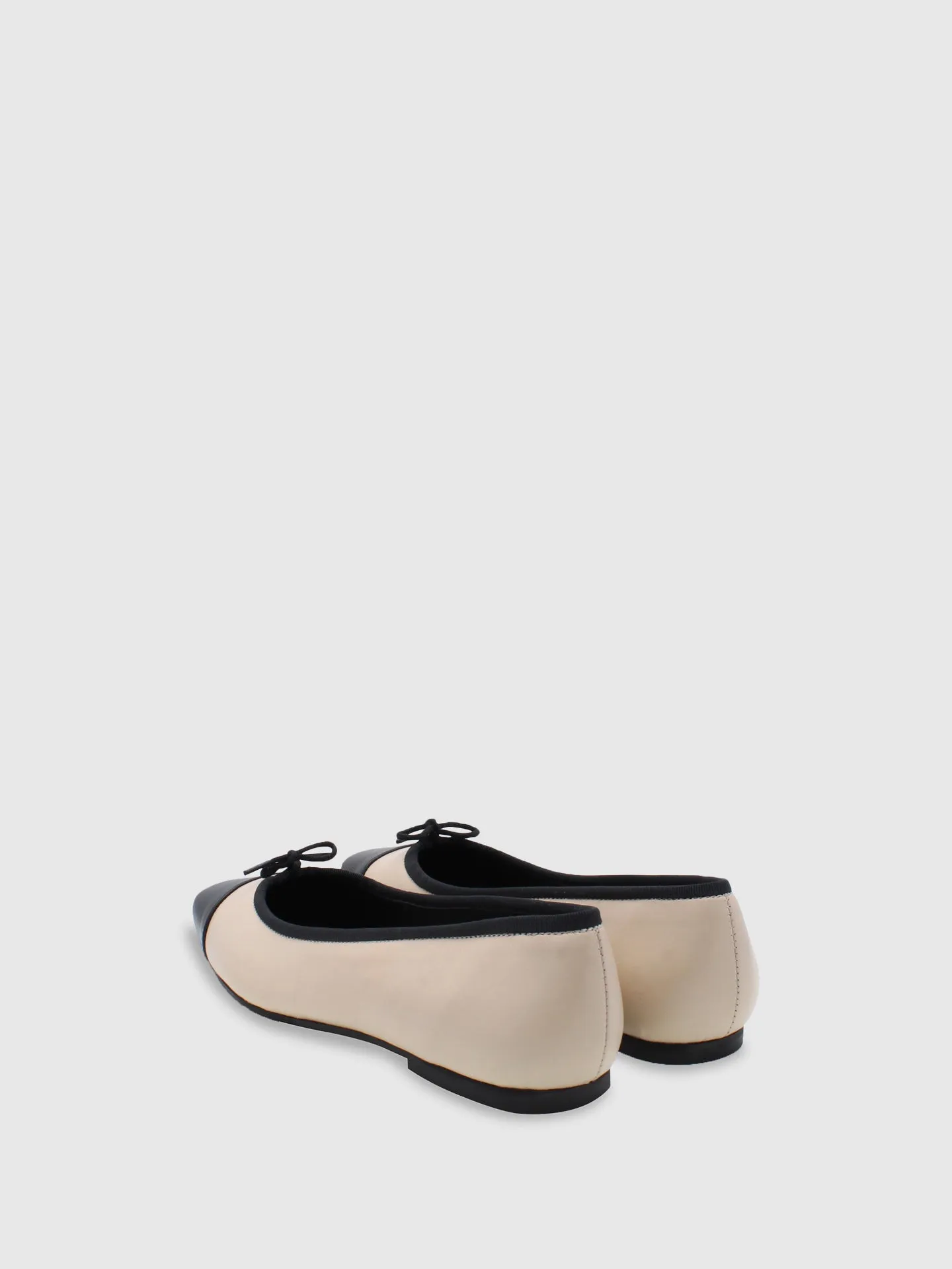 Beige/Black Bow Ballerinas