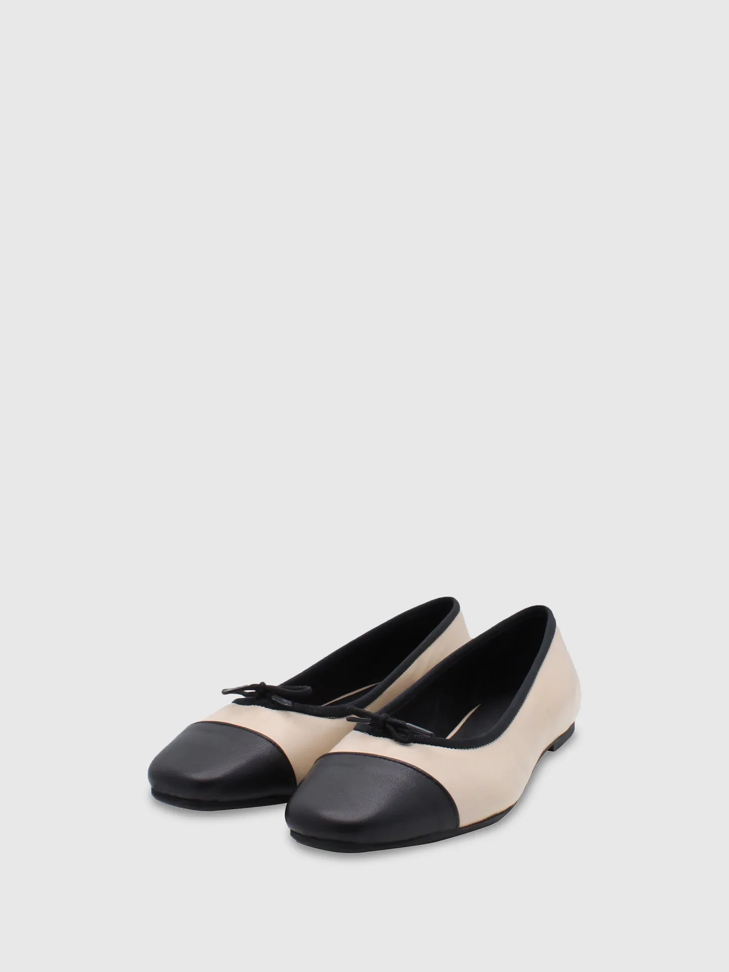 Beige/Black Bow Ballerinas