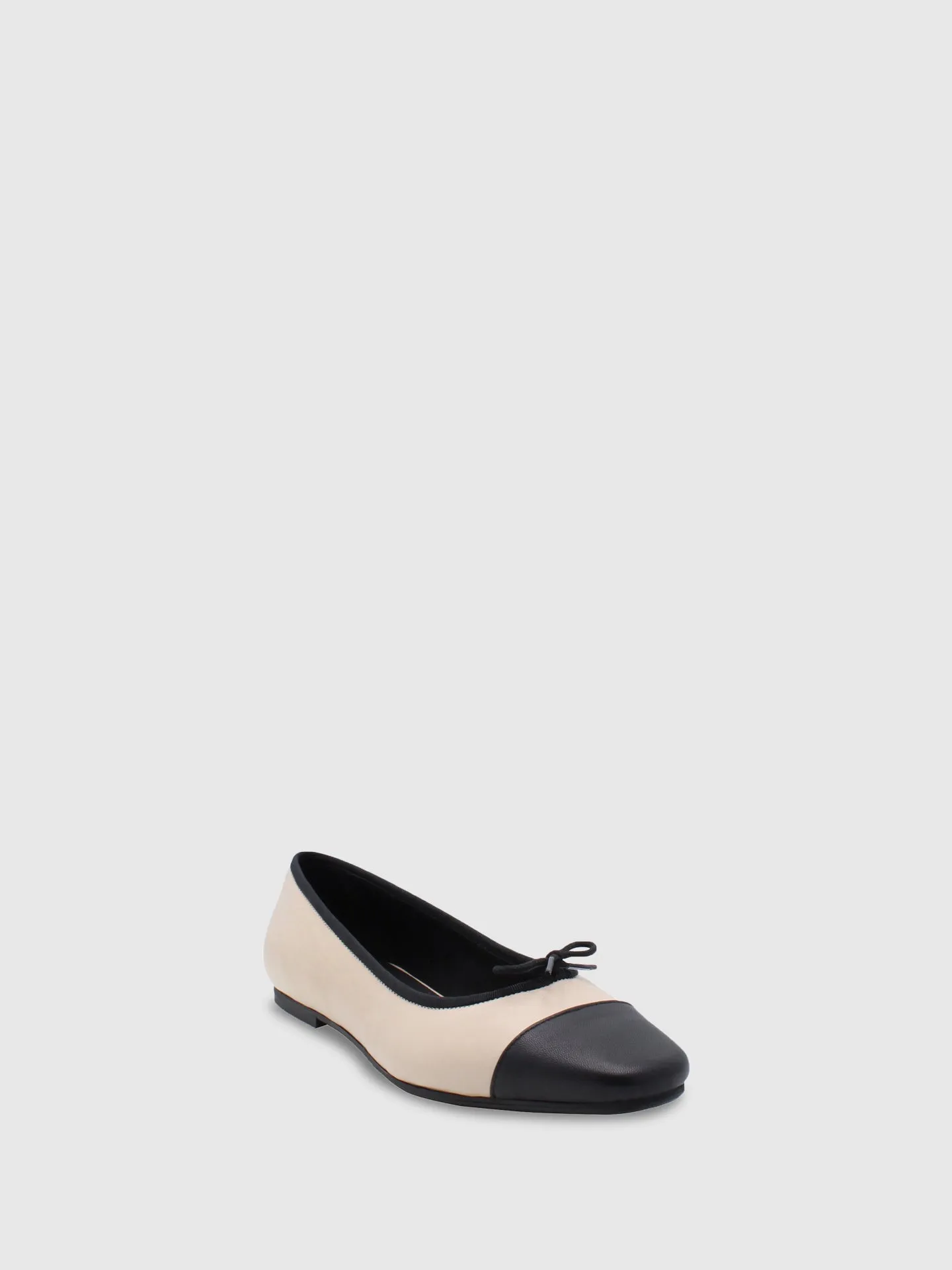 Beige/Black Bow Ballerinas