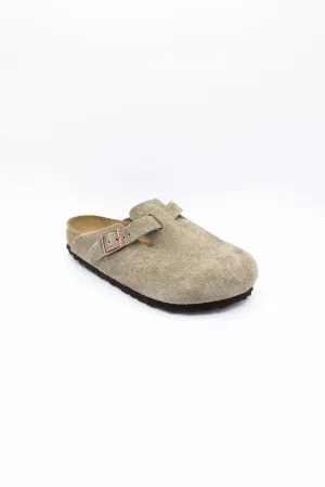 Birkenstock Boston Soft Footbed Suede Leather Clogs for Women in Taupe | 560771-W