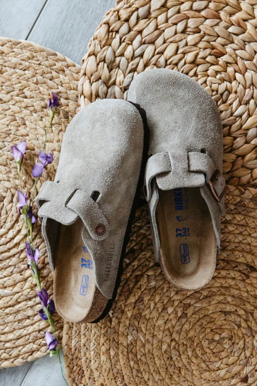 Birkenstock Boston Soft Footbed Suede Leather Clogs for Women in Taupe | 560771-W