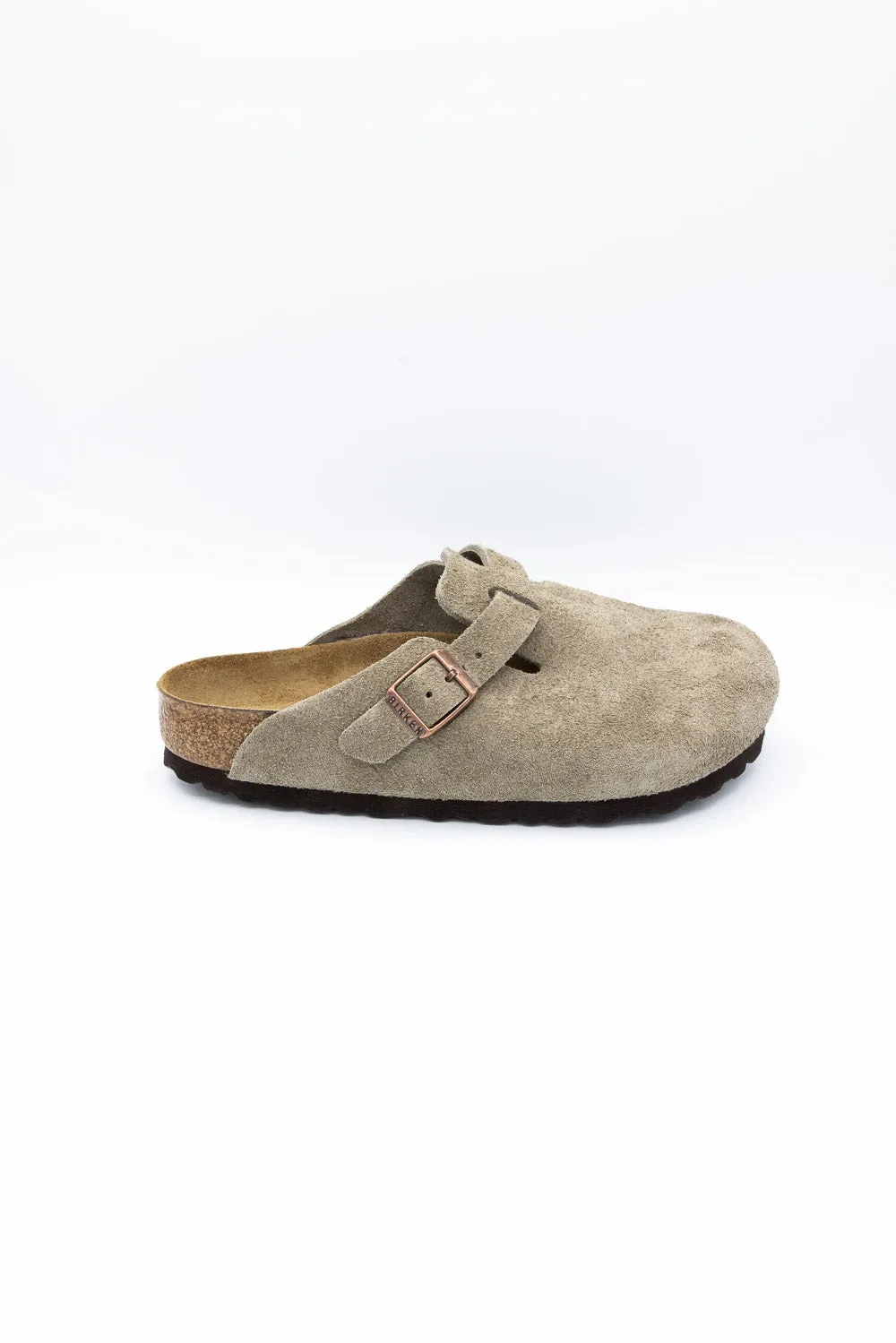 Birkenstock Boston Soft Footbed Suede Leather Clogs for Women in Taupe | 560771-W