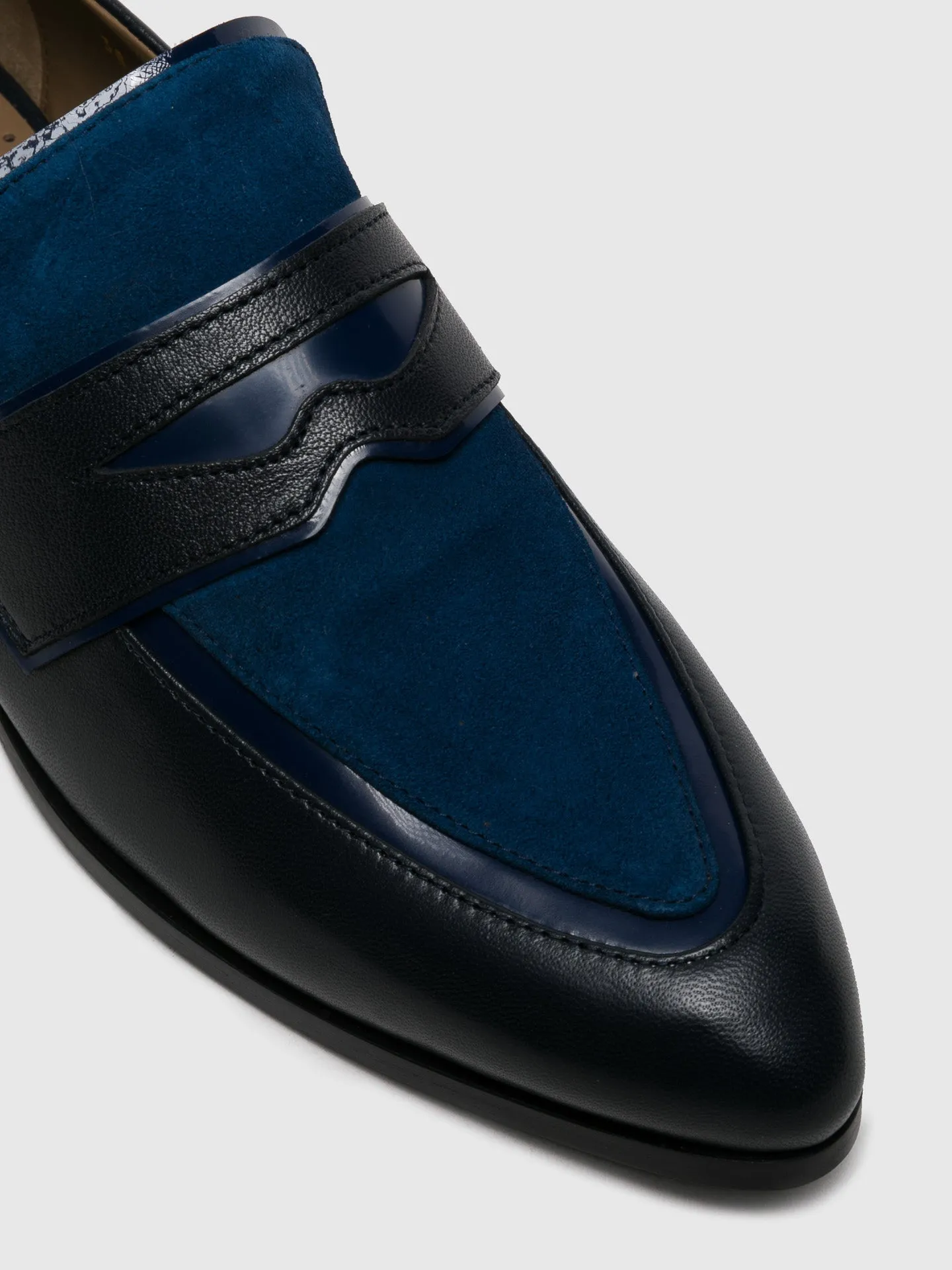 Black Blue Pointed Toe Loafers