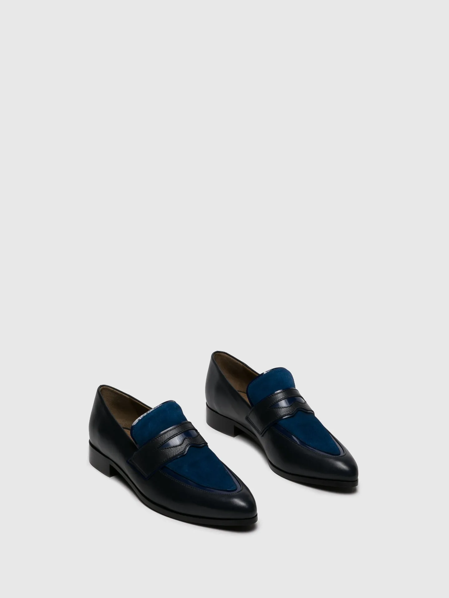 Black Blue Pointed Toe Loafers