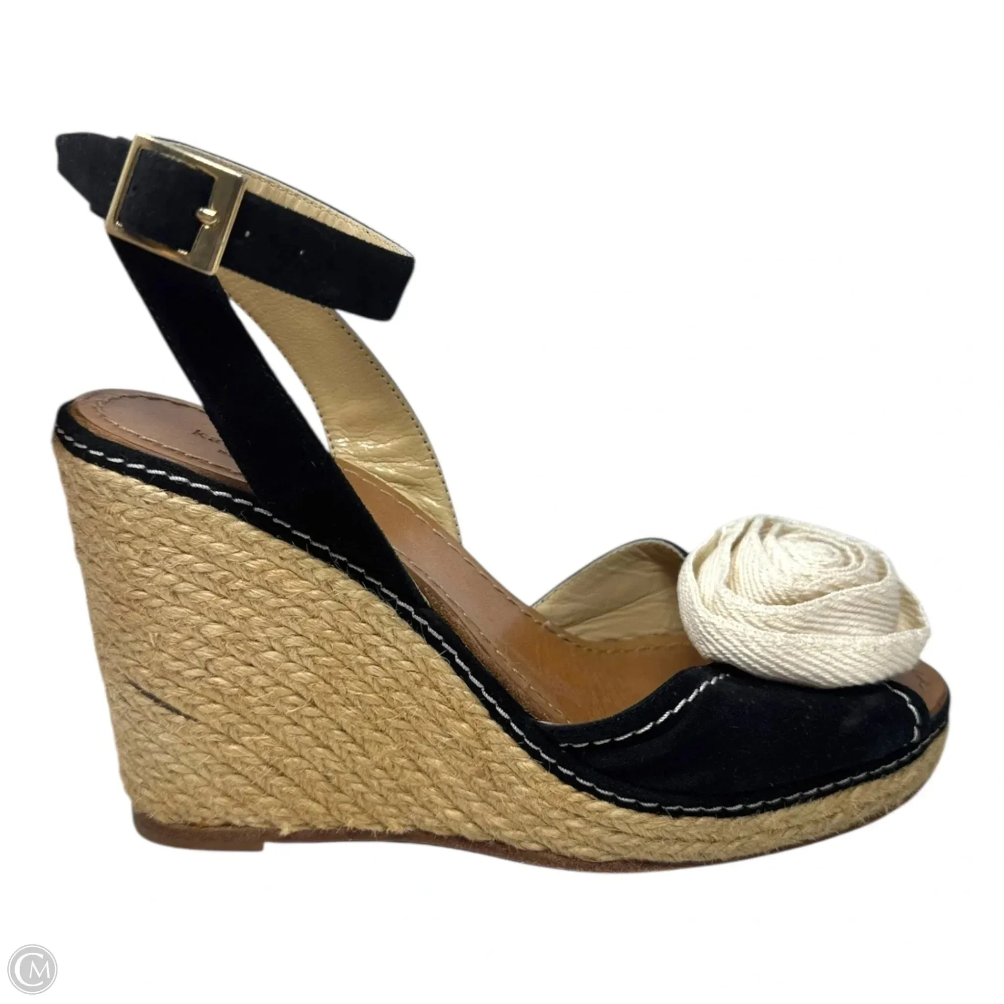 Brit Espadrilles Designer By Kate Spade In Black & Cream, Size: 8