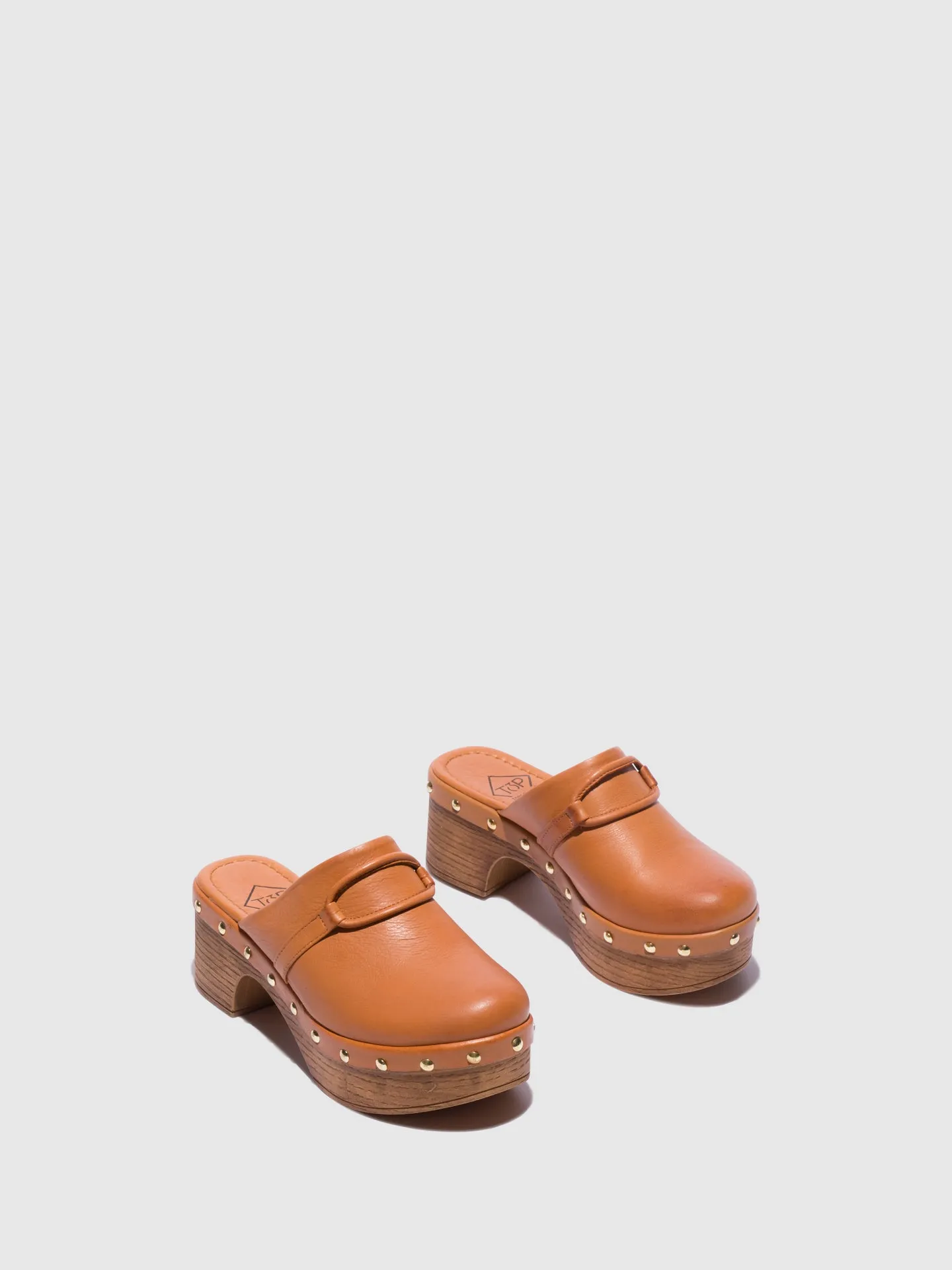 Brown Round Toe Clogs
