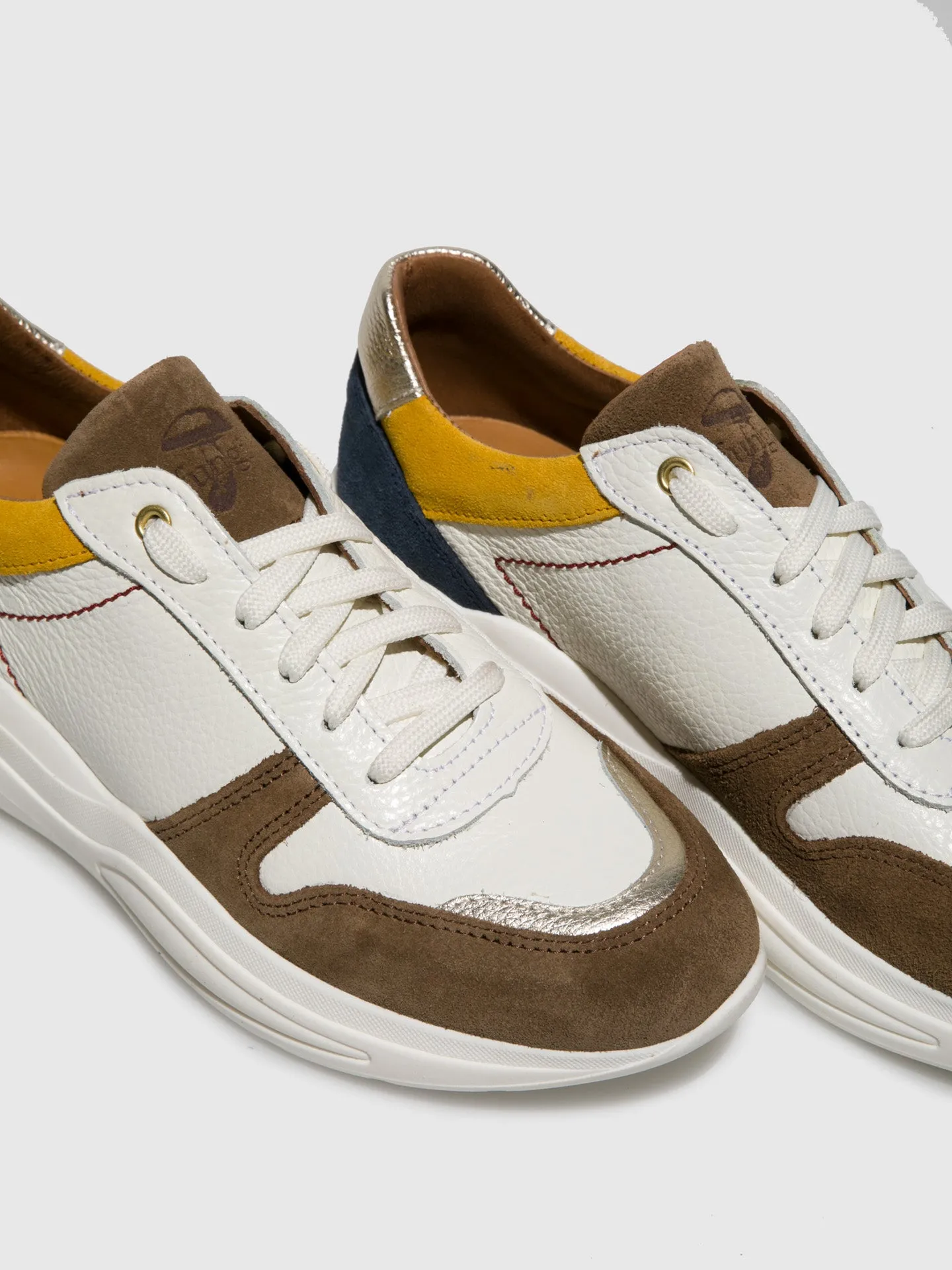 Brown White Lace-up Trainers