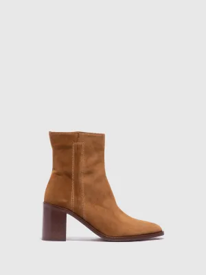Camel Zip Up Ankle Boots