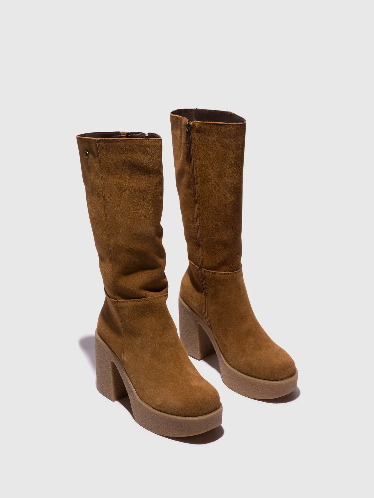 Camel Zip Up Boots