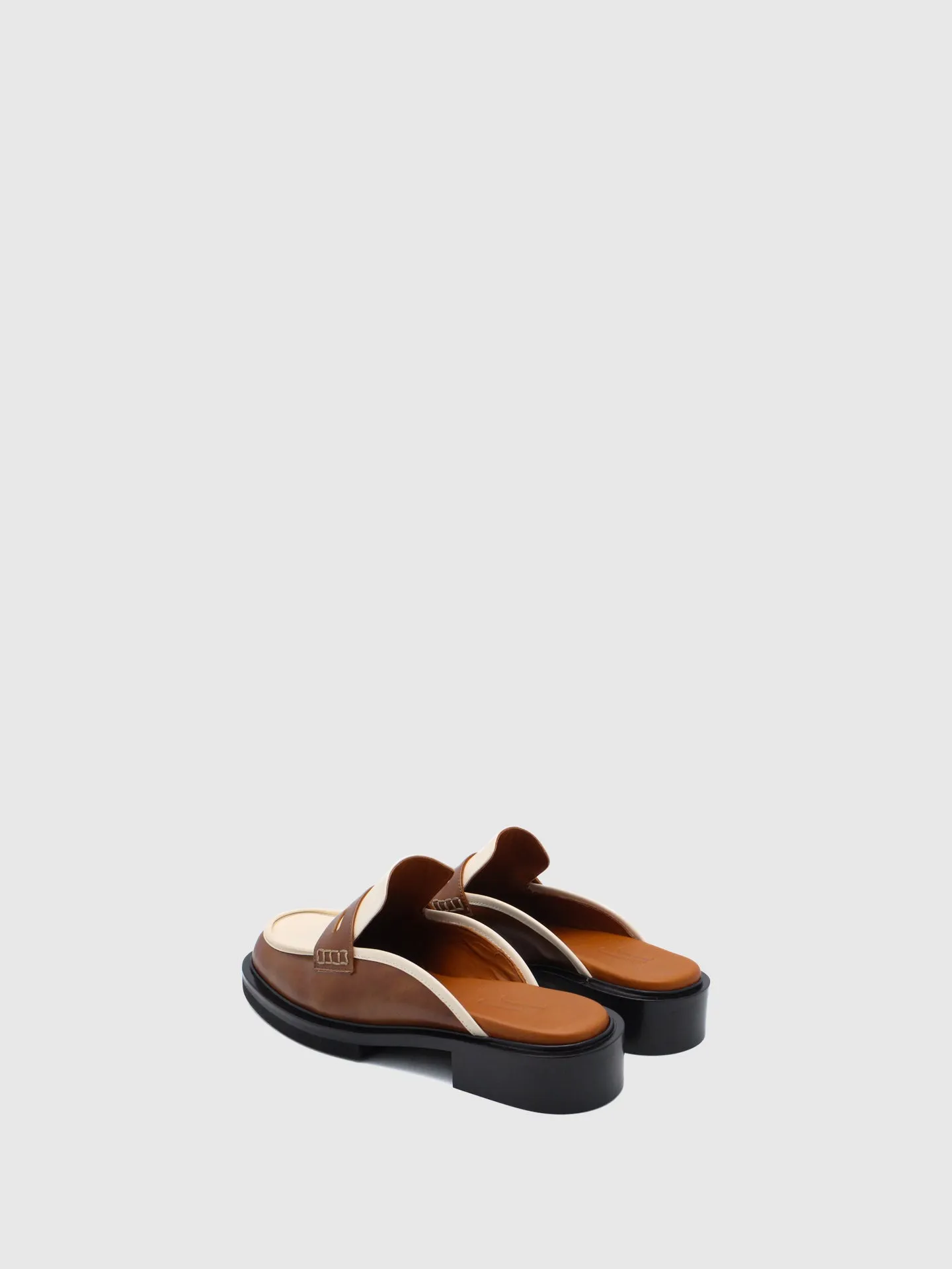 Camel/Off White Slip-on Mules