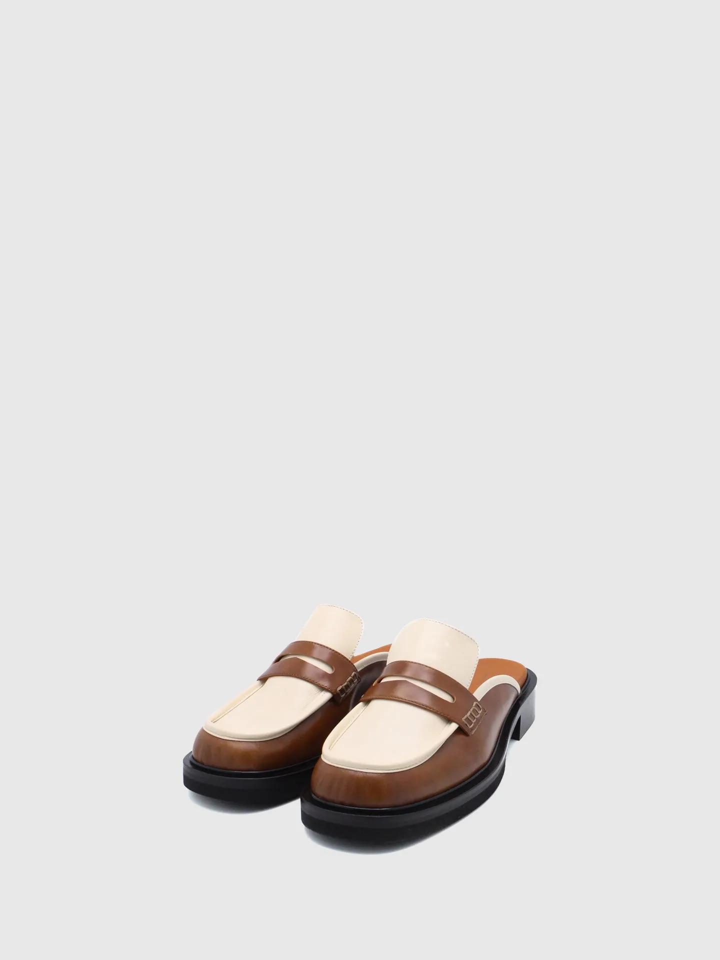 Camel/Off White Slip-on Mules