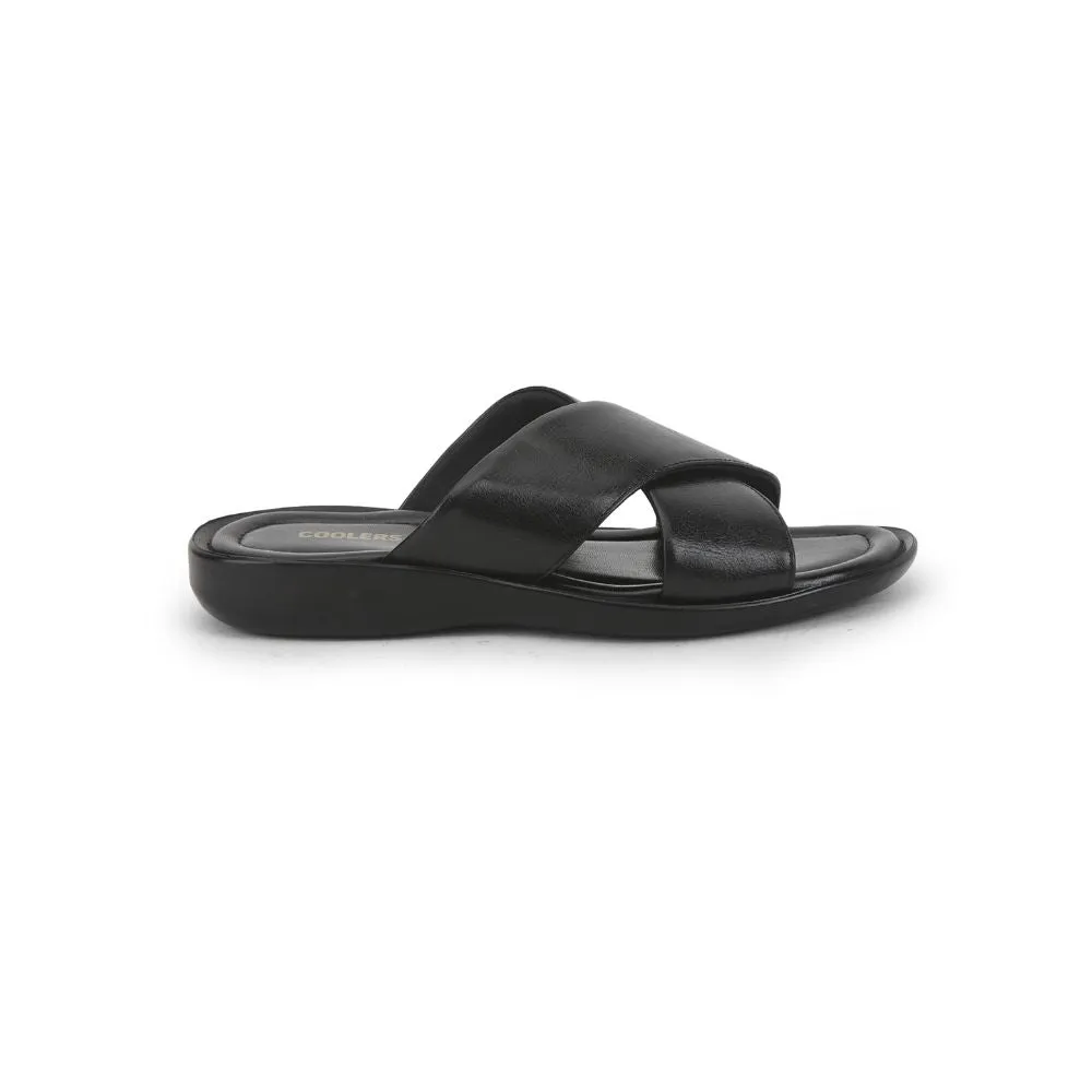 Coolers Black Casual Slippers For Men CROSS-1E By Liberty