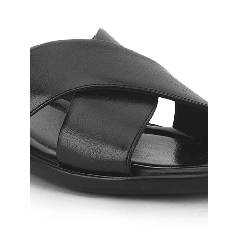 Coolers Black Casual Slippers For Men CROSS-1E By Liberty
