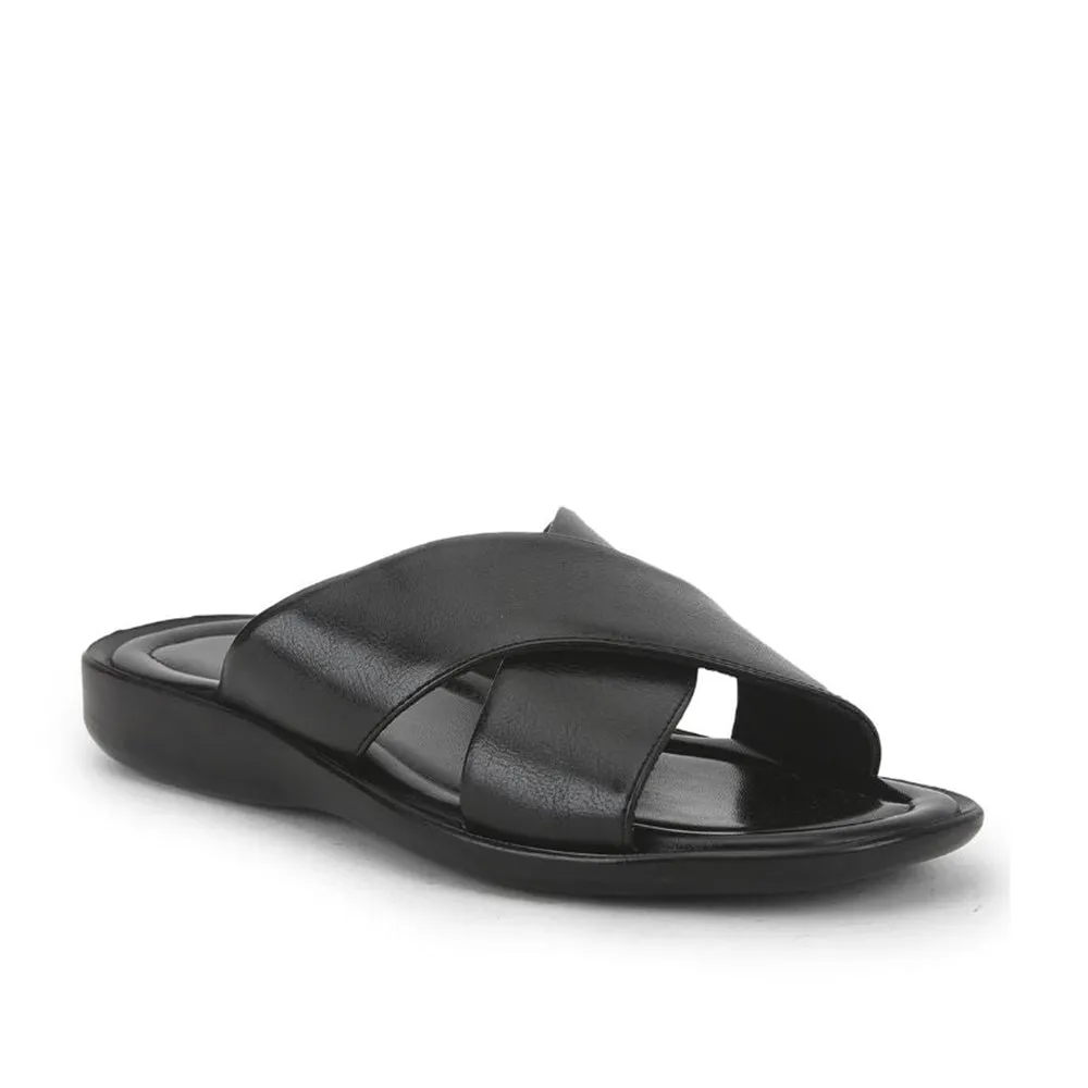 Coolers Black Casual Slippers For Men CROSS-1E By Liberty