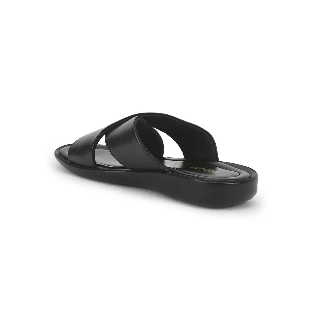 Coolers Black Casual Slippers For Men CROSS-1E By Liberty