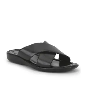 Coolers Black Casual Slippers For Men CROSS-1E By Liberty