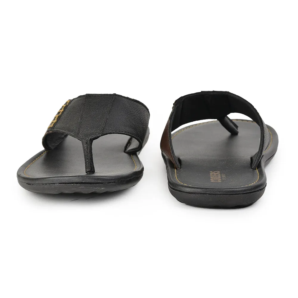 Coolers Casual Black Slippers For Men AVN-13 By Liberty