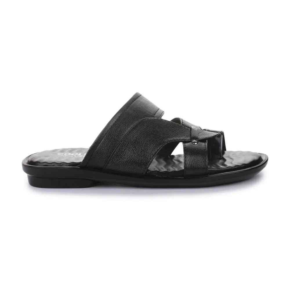 Coolers Casual Black Slippers For Men TRL-113 By Liberty