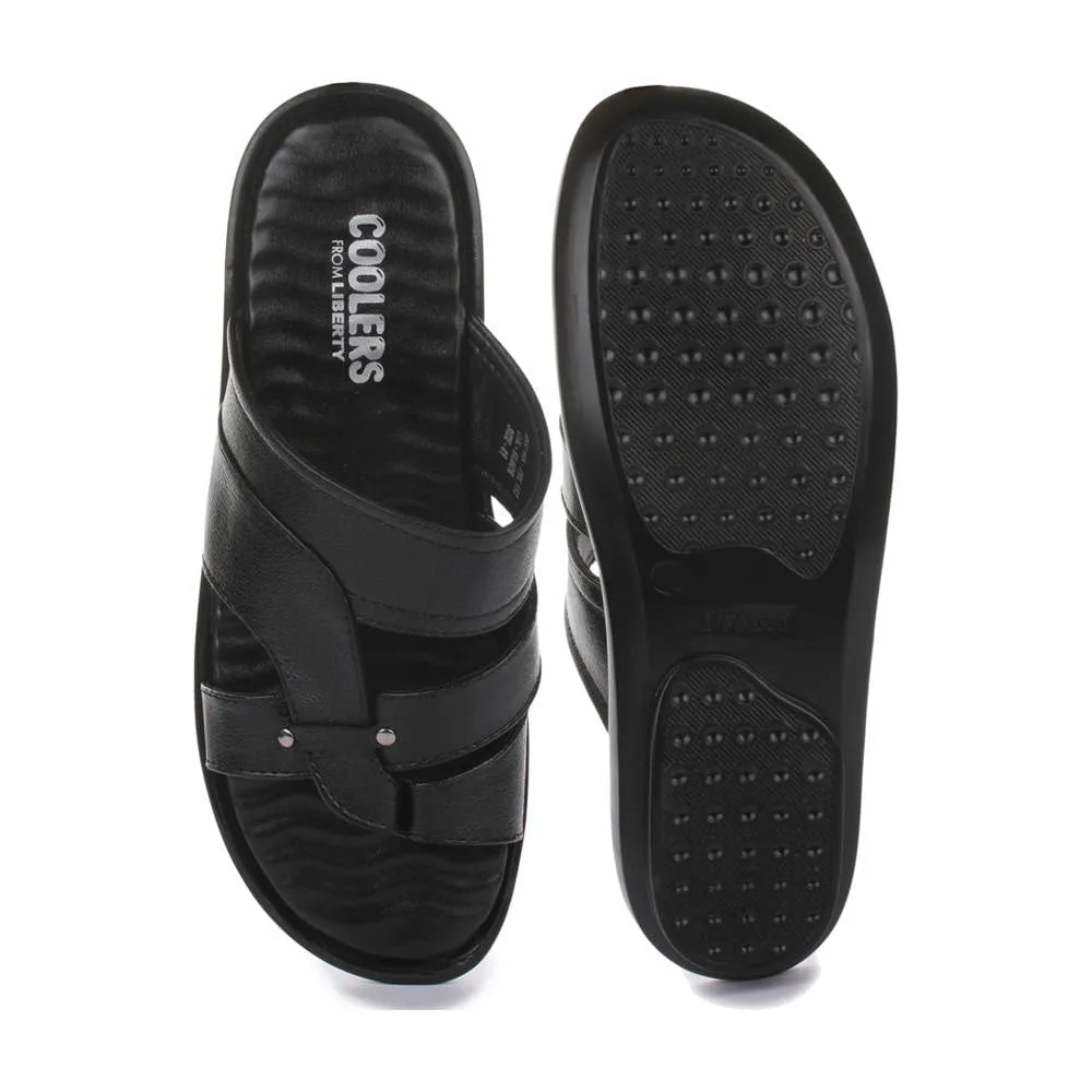 Coolers Casual Black Slippers For Men TRL-113 By Liberty