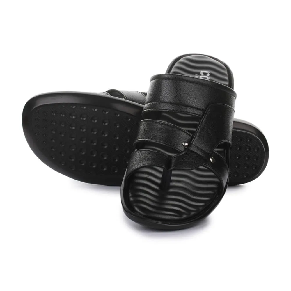Coolers Casual Black Slippers For Men TRL-113 By Liberty