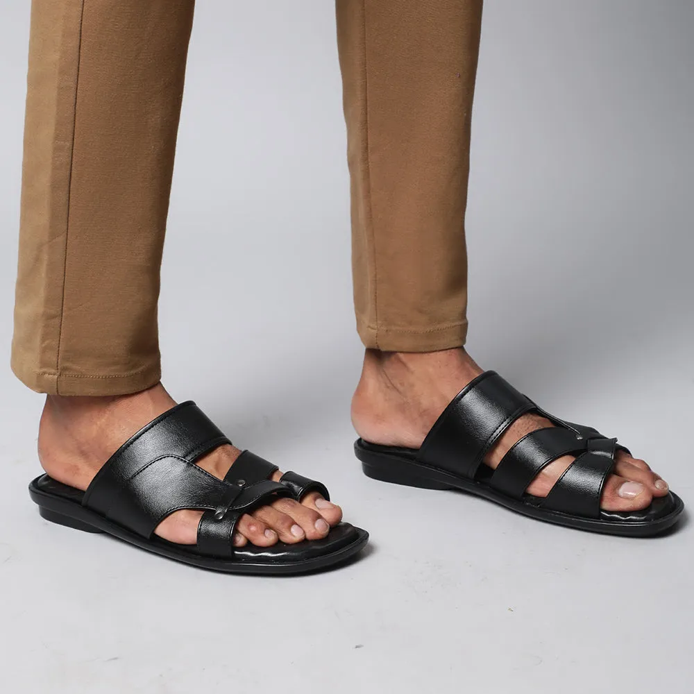 Coolers Casual Black Slippers For Men TRL-113 By Liberty