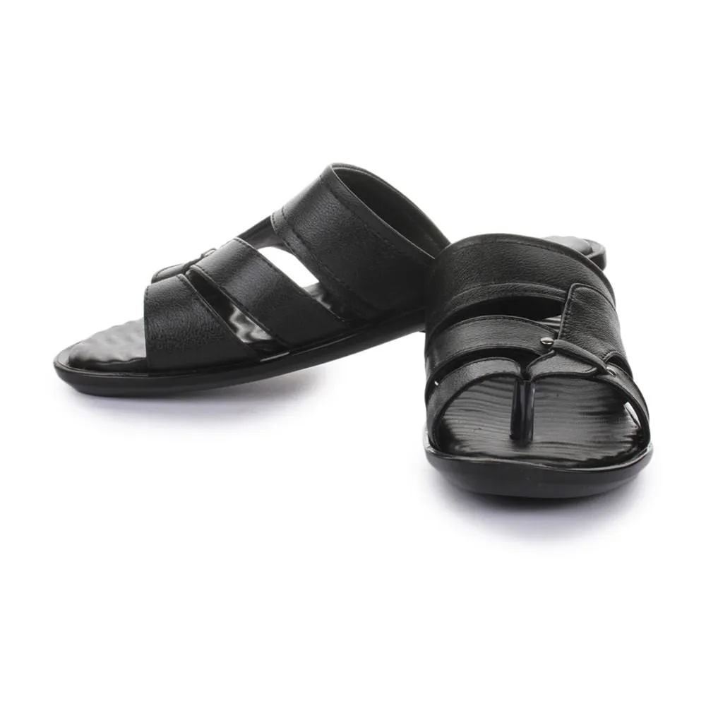 Coolers Casual Black Slippers For Men TRL-113 By Liberty