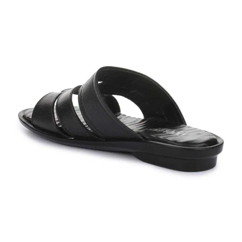 Coolers Casual Black Slippers For Men TRL-113 By Liberty