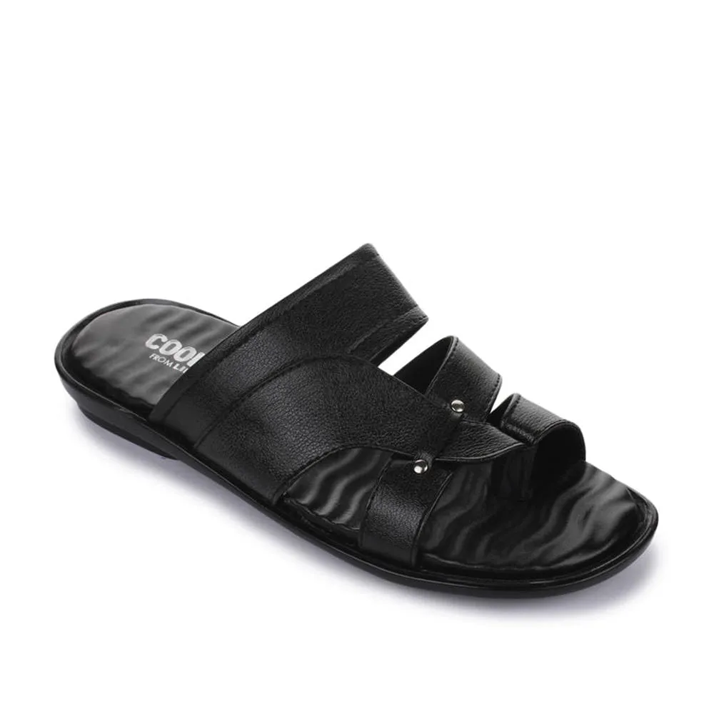 Coolers Casual Black Slippers For Men TRL-113 By Liberty