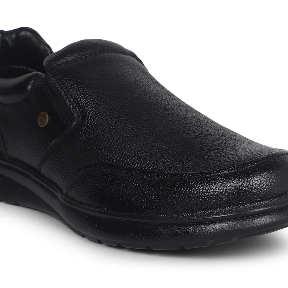 Fortune Black Formal Non Lacing Shoes For Men DEOX-1E By Liberty