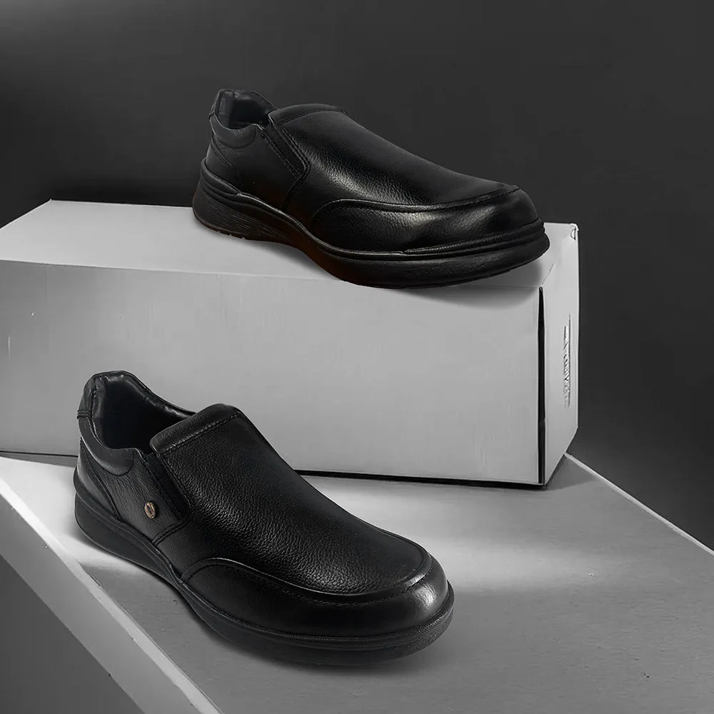 Fortune Black Formal Non Lacing Shoes For Men DEOX-1E By Liberty
