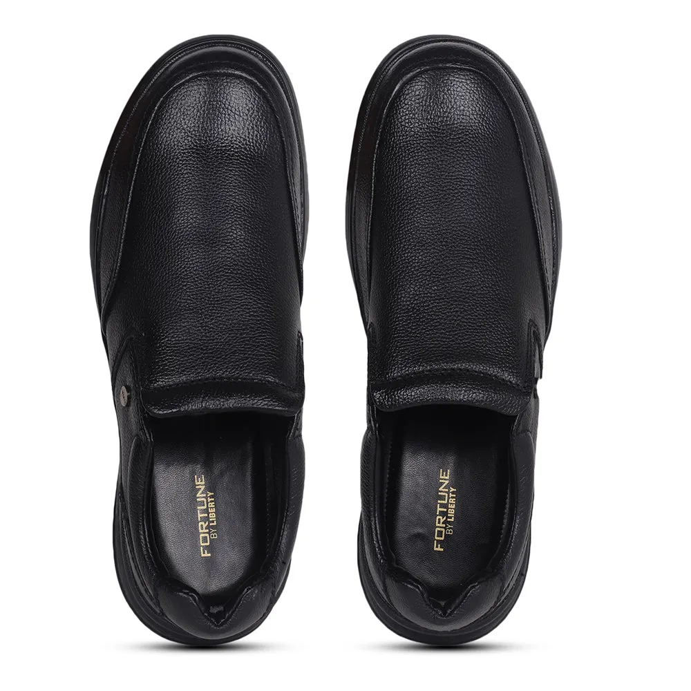 Fortune Black Formal Non Lacing Shoes For Men DEOX-1E By Liberty