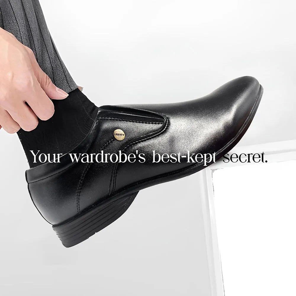 Fortune Black Formal Slip on Shoes For Men ROBERT-1 By Liberty