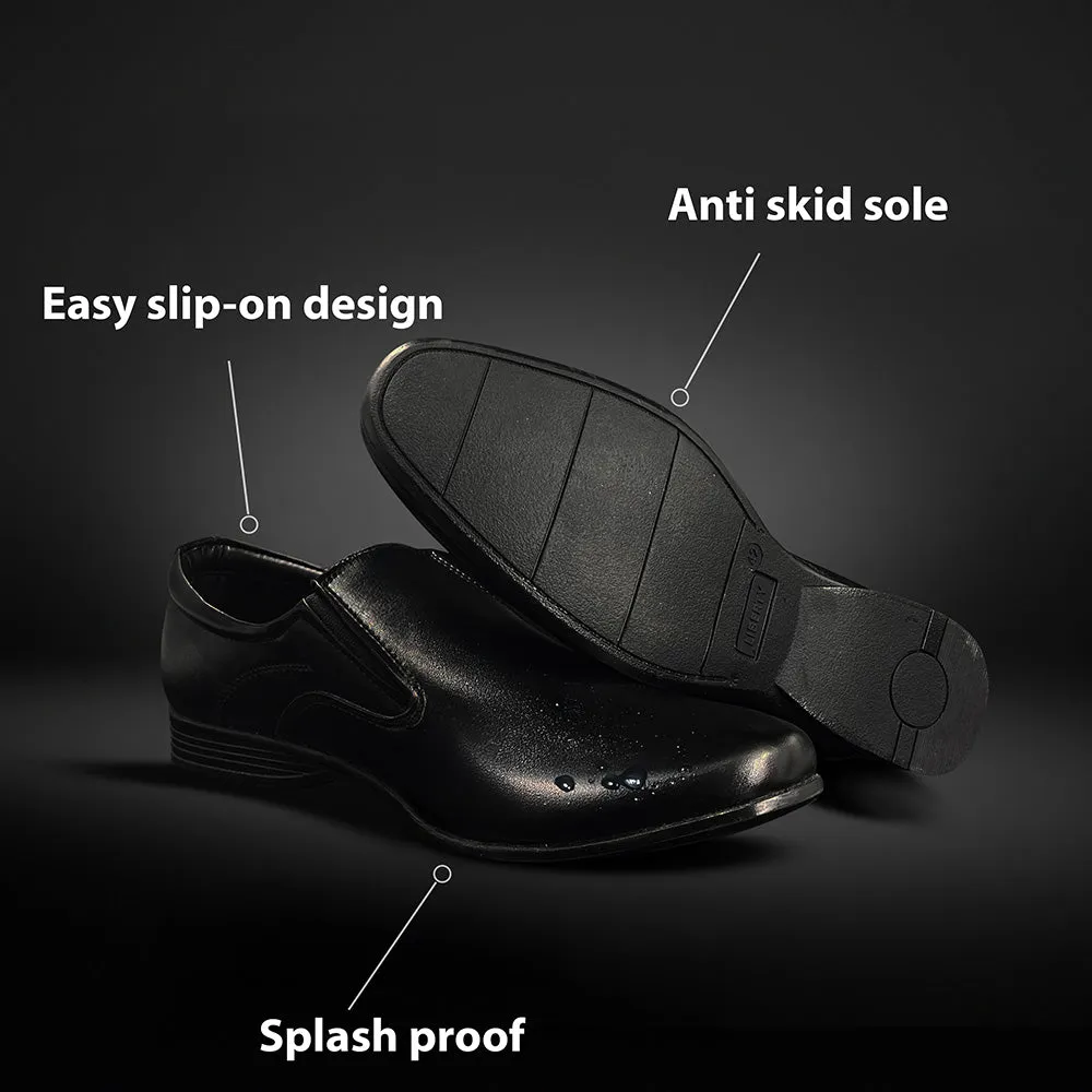 Fortune Black Formal Slip on Shoes For Men ROBERT-1 By Liberty