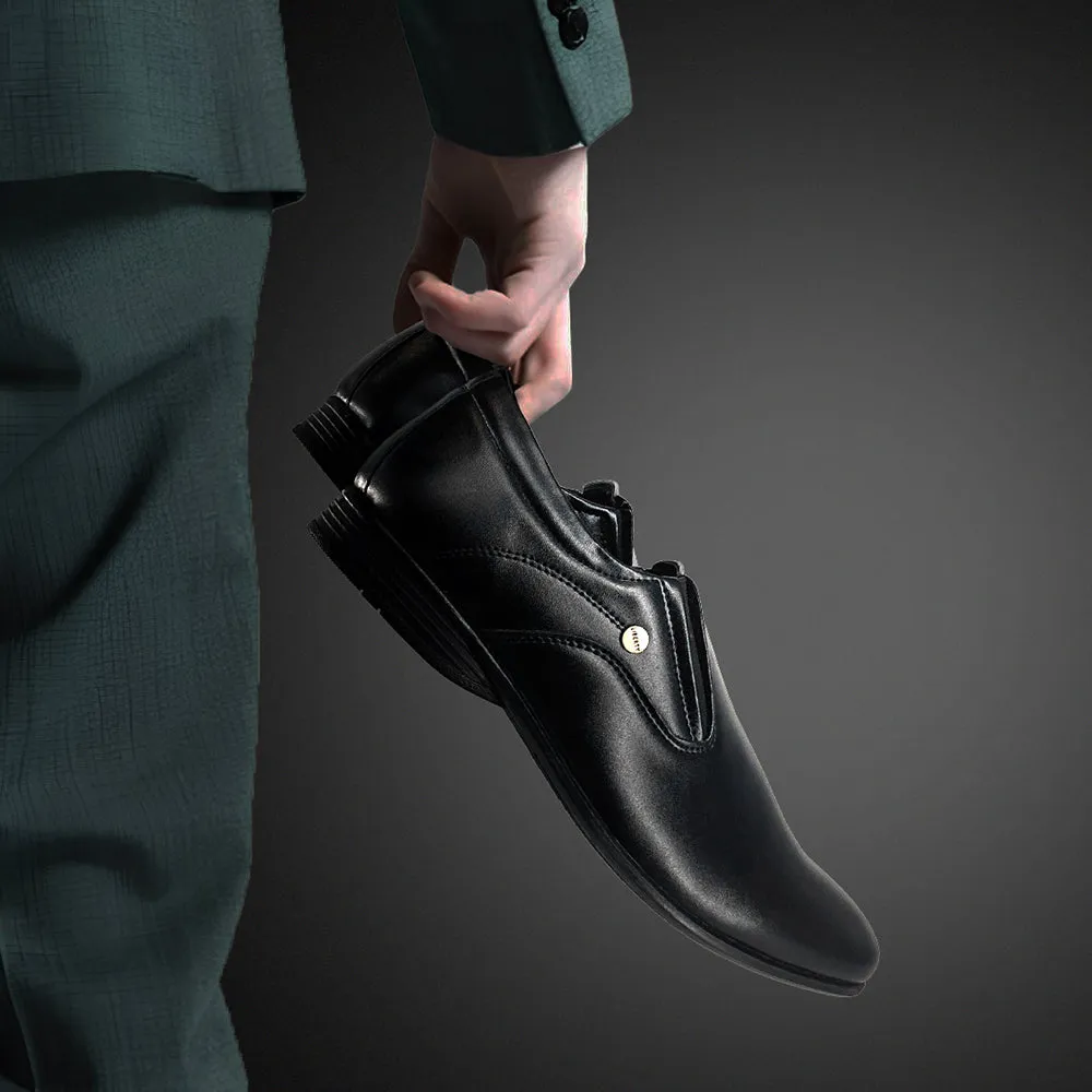 Fortune Black Formal Slip on Shoes For Men ROBERT-1 By Liberty