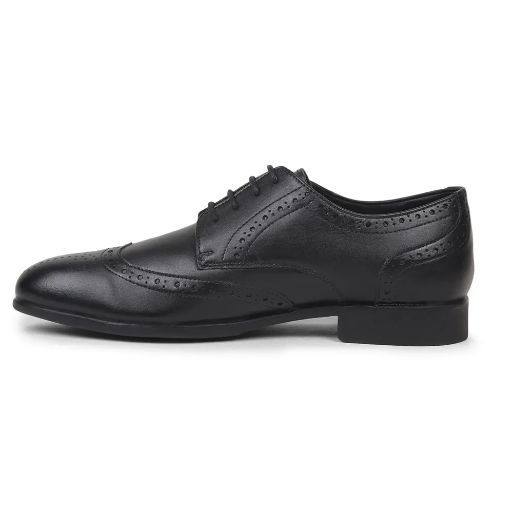 Fortune Black Lacing Formal Oxford Shoes For Men BELGIUM01E By Liberty