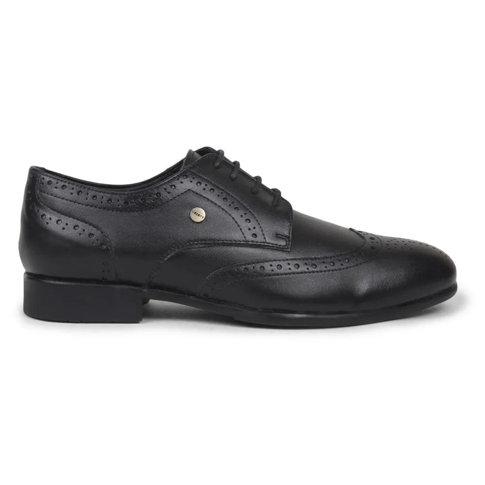 Fortune Black Lacing Formal Oxford Shoes For Men BELGIUM01E By Liberty