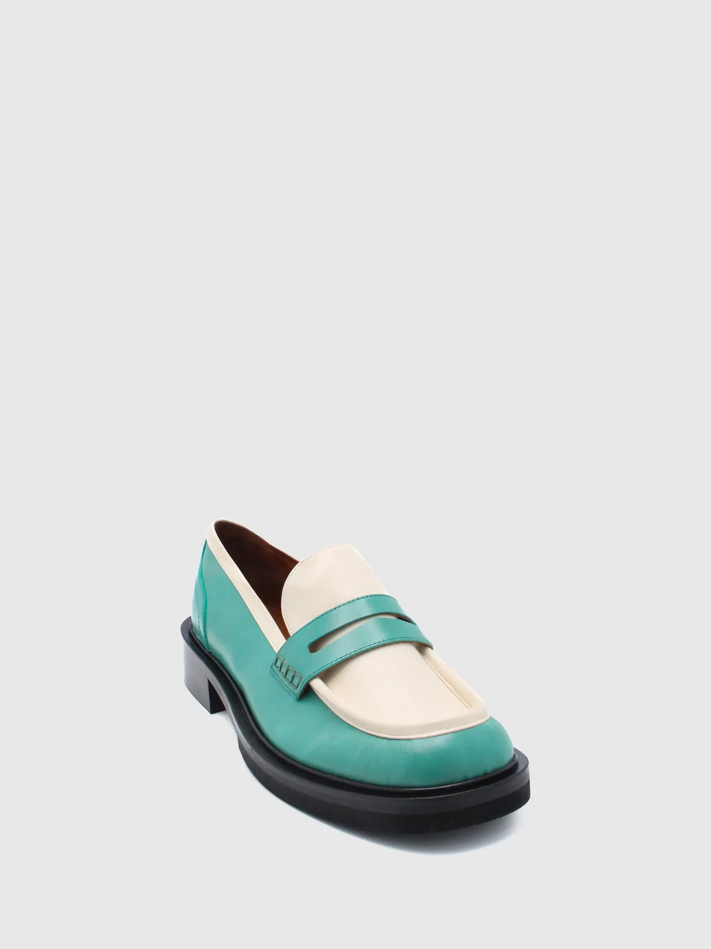 Green White Oxford Loafers