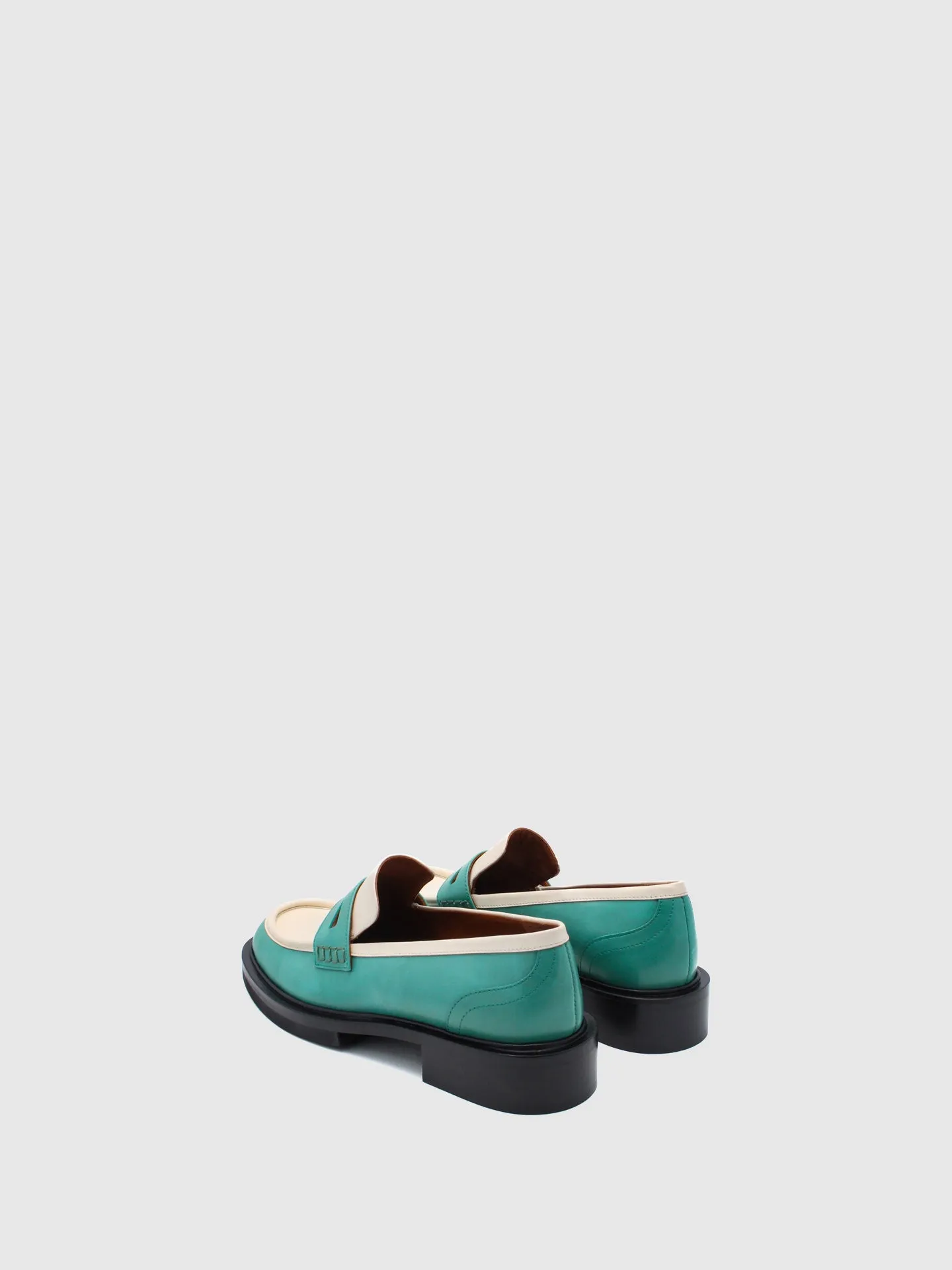 Green White Oxford Loafers