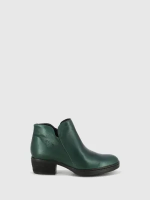 Green Zip Up Ankle Boots