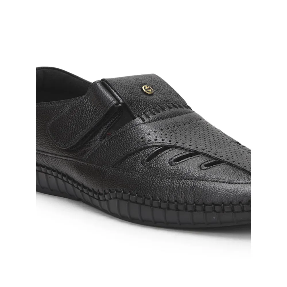 Healers Black Casual Buckle Sandal For Men JPL-205 By Liberty