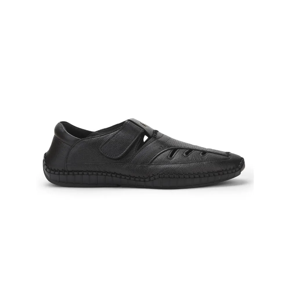 Healers Black Casual Buckle Sandal For Men JPL-205 By Liberty