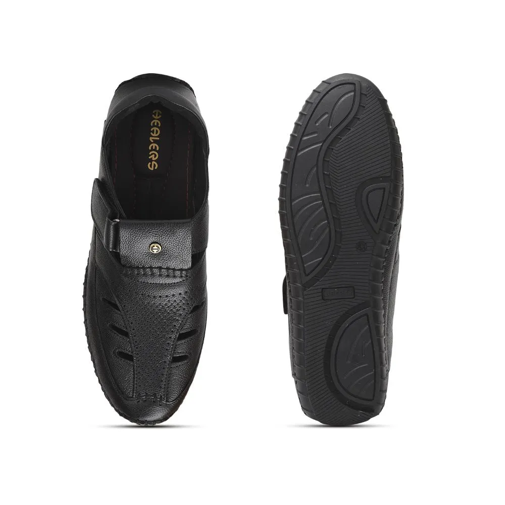 Healers Black Casual Buckle Sandal For Men JPL-205 By Liberty