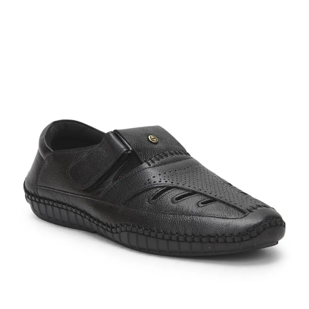 Healers Black Casual Buckle Sandal For Men JPL-205 By Liberty