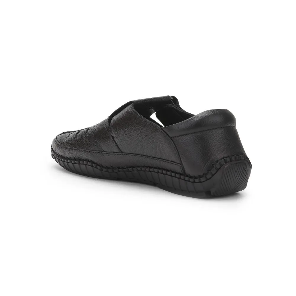 Healers Black Casual Buckle Sandal For Men JPL-205 By Liberty