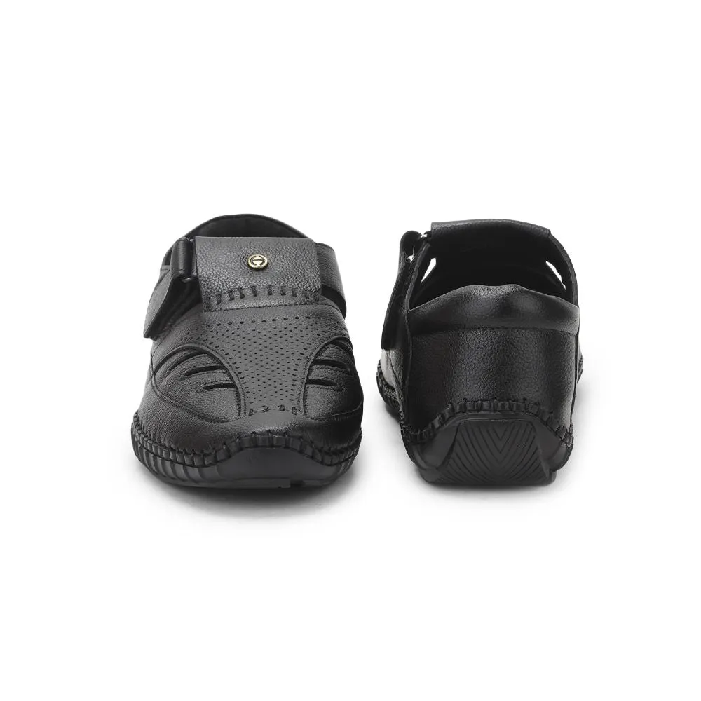 Healers Black Casual Buckle Sandal For Men JPL-205 By Liberty