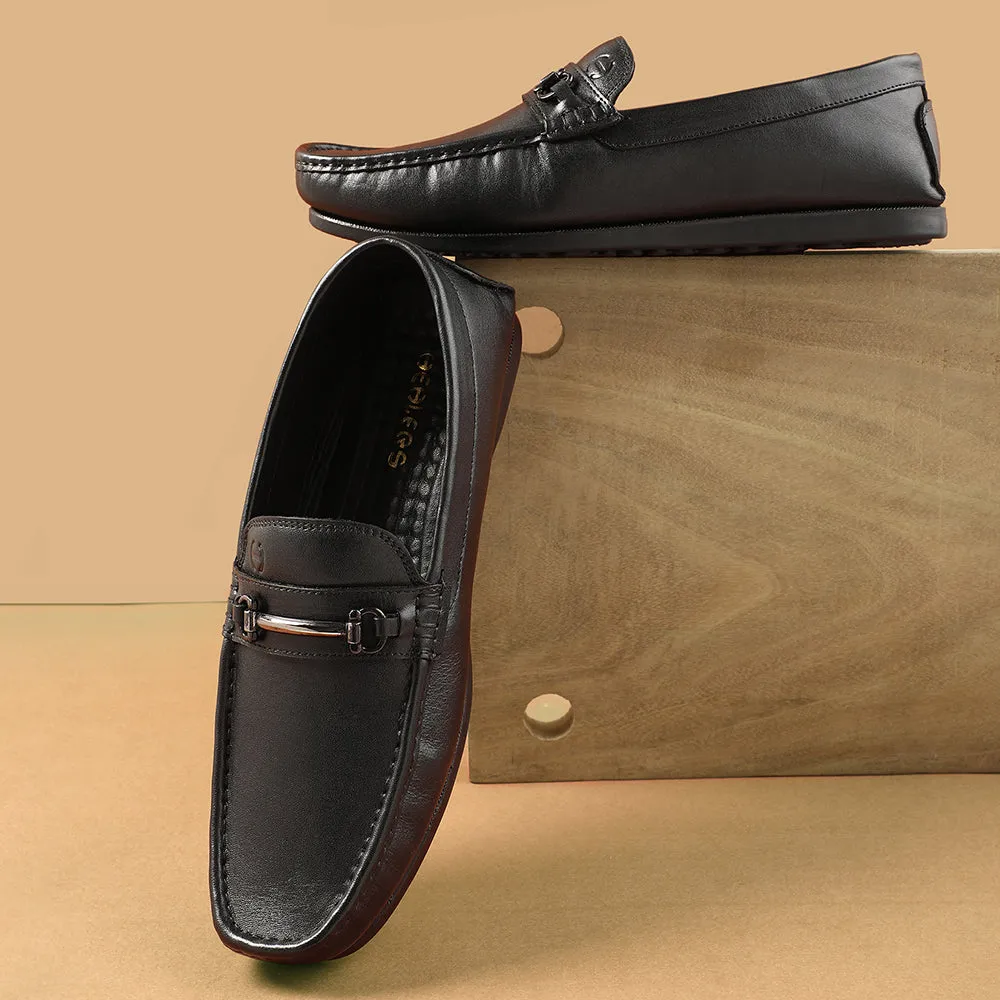 Healers Black Casual Loafers For Men S201-01 By Liberty