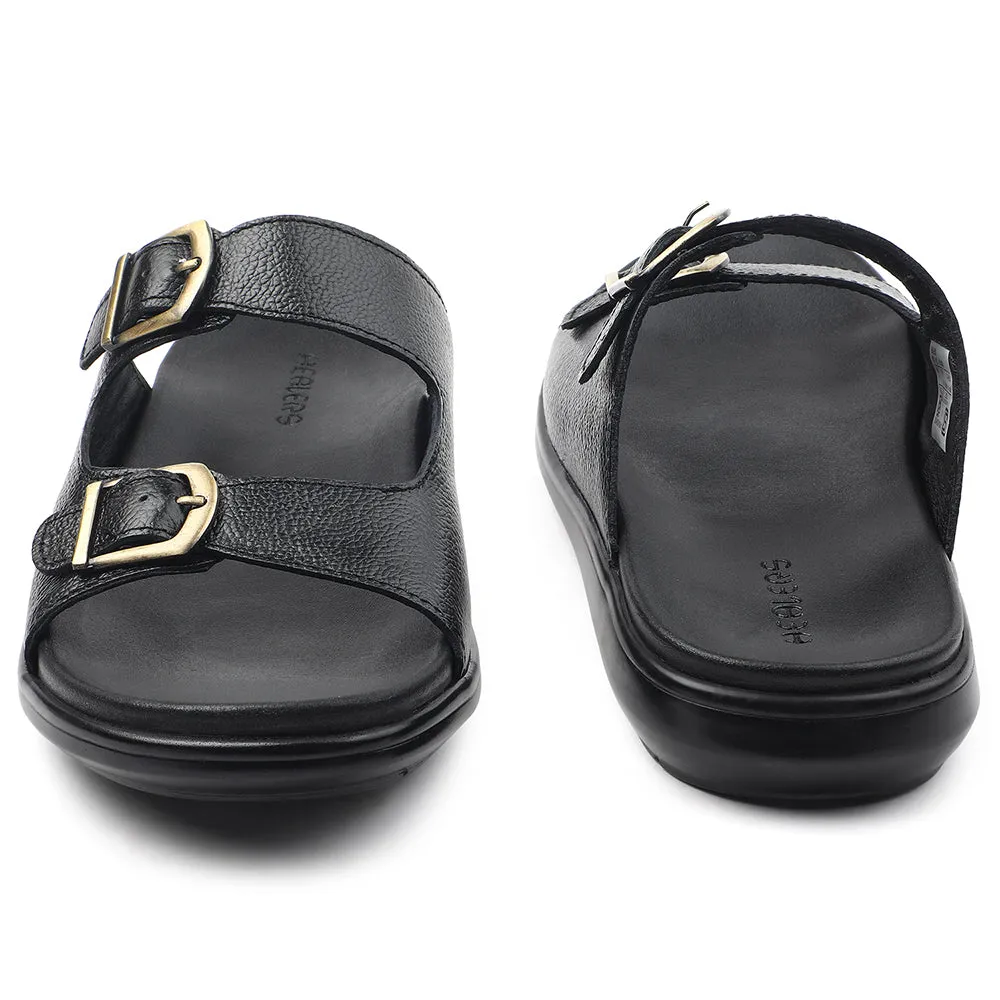 Healers Black Casual Sandal For Men MDL-11E By Liberty
