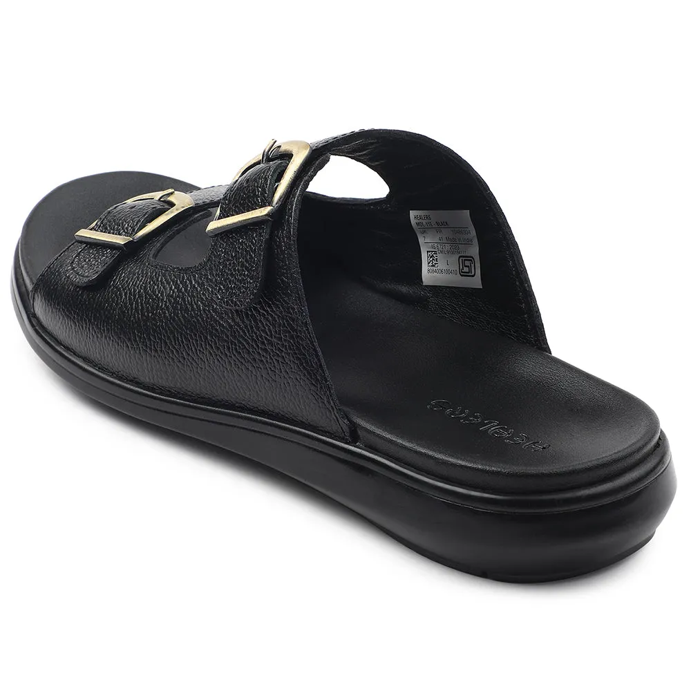 Healers Black Casual Sandal For Men MDL-11E By Liberty